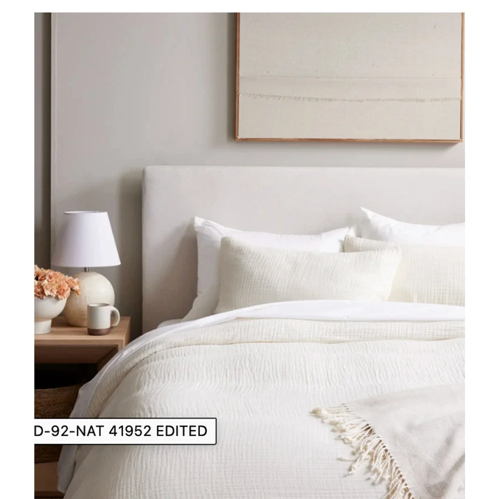 New! Quince Organic Airy Gauze Duvet Cover Set King/Cal King Ivory NWOT